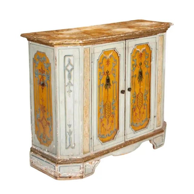 Wood 18th Century Italian Neoclassical Painted and Decorated Cabinet For Sale - Image 7 of 7