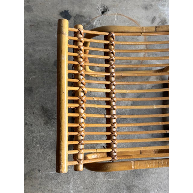 Wood Vintage Coastal Franco Albini Style Rattan and Cane Stool, 1960s, Italy For Sale - Image 7 of 8