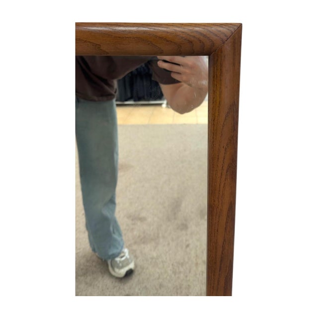 Brown Vintage Mid-Century Modern Wood Frame Wall Mirror. For Sale - Image 8 of 8