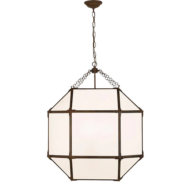 Suzanne Kasler for Visual Comfort Signature Morris Large Lantern in Antique Zinc with White Glass For Sale