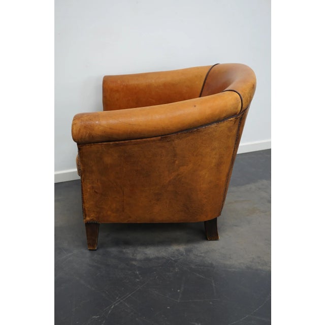 Vintage Dutch Cognac Colored Leather Club Chair For Sale - Image 11 of 14