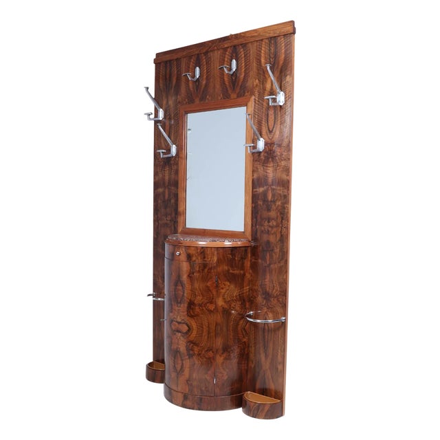 Art Deco Figured Walnut Hall Stand, 1930s For Sale