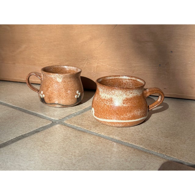 Handmade Patterned Ceramic Mugs with Handles by Helma Klett, Germany, 1990s, Set of 2 For Sale - Image 6 of 10