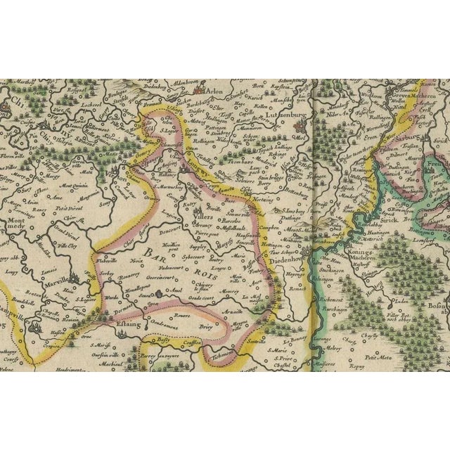Antique Map of Trier and Luxembourg by Joan Blaeu, Amsterdam, 1640 For Sale - Image 4 of 10