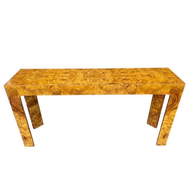 Late 20th Century Vintage U-Legged Burl Wood Console Table For Sale - Image 5 of 12