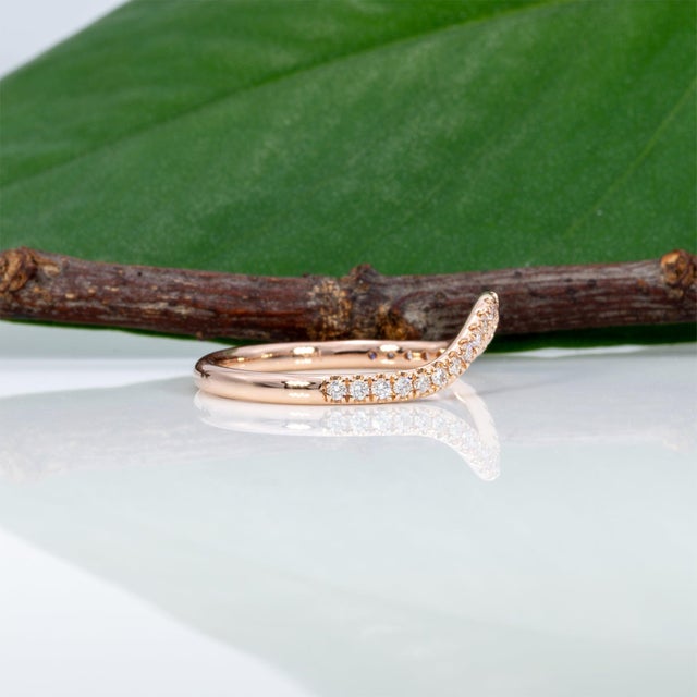 Gold Earth-Mined Diamond Band Ring: Solid 14k Gold - Stackable Band Ring, Size 6.75 For Sale - Image 8 of 11