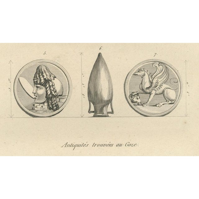 Dominique Baron Vivant Denon, Egyptian Antiquities from Gaza and Malta, 1802, Engraving on Paper For Sale - Image 4 of 10