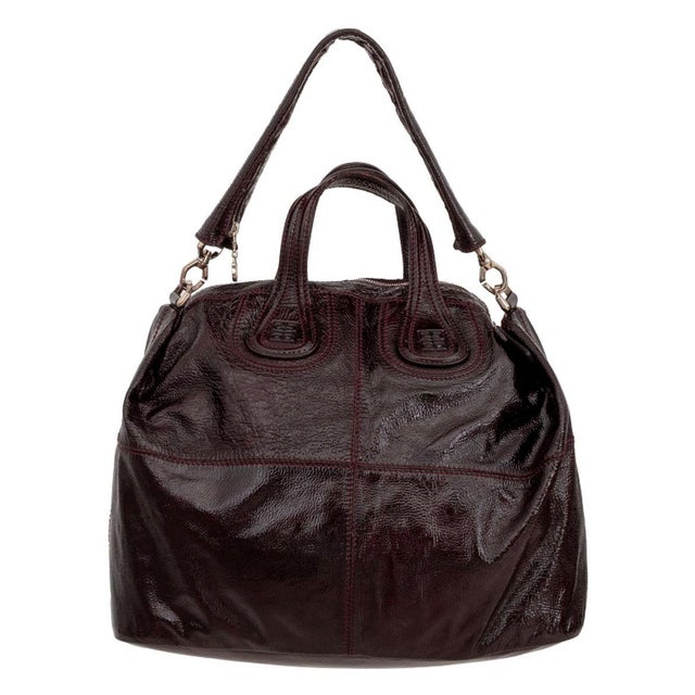 Brown Givenchy Patent Leather Nightingale Satchel For Sale - Image 8 of 10