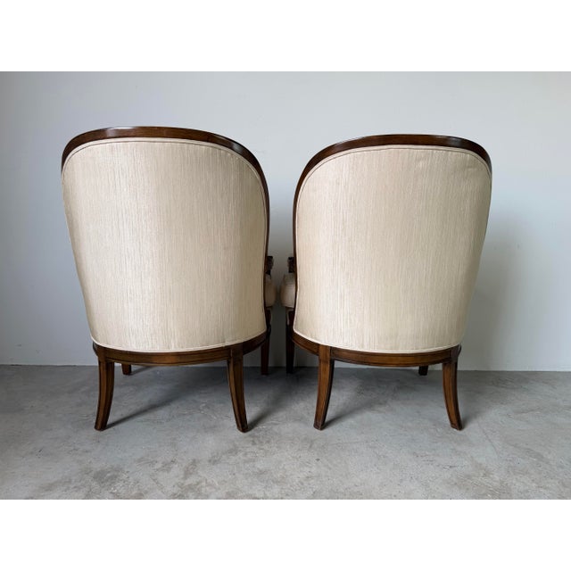 Wood Vintage French Empire Style Swan Armchairs With Gilded Carved Arms – A Pair For Sale - Image 7 of 12
