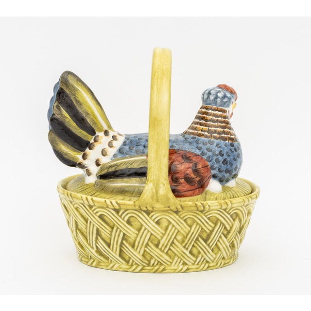 Late 20th Century Este for Tiffany & Co. Ceramic Hen Form Basket For Sale - Image 5 of 11