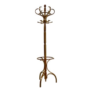 Mid 20th Century Boho Chic Victorian Thonet Style Bentwood Umbrella, Coat & Hat Rack Tree Stand. For Sale