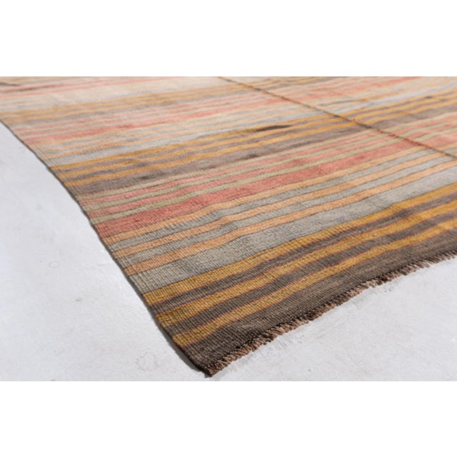 Vintage Circa 1940 Multicolor Turkish Flatweave Kilim 4'10 X 10'11 For Sale - Image 10 of 11