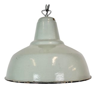 Industrial Grey Enamel Factory Pendant Lamp, 1960s For Sale