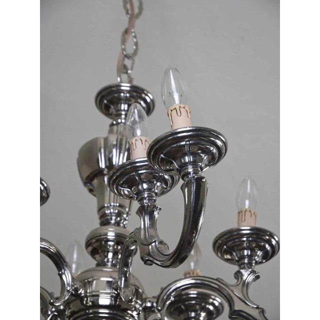 White Metal 12-Arm Chandelier For Sale - Image 4 of 7