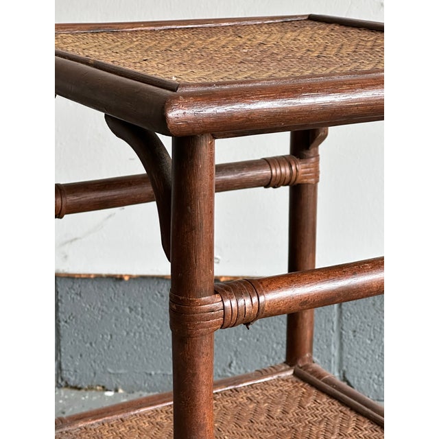Wood 1980s Bamboo and Cane British Colonial Style End Table For Sale - Image 7 of 9