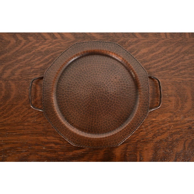 Early 20th Century Roycroft Arts & Crafts Hammered Copper Handled Tray For Sale - Image 5 of 12
