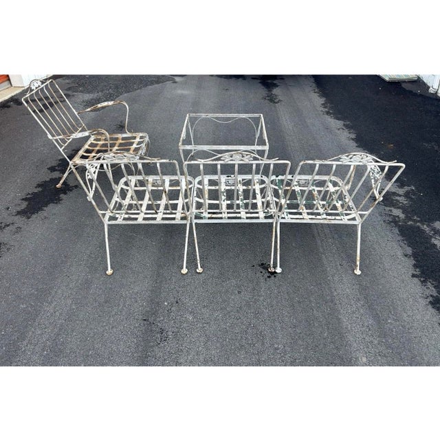 Russell Woodard l Vintage Wrought Iron Woodard Conversation Set, 3 Pieces For Sale - Image 4 of 5