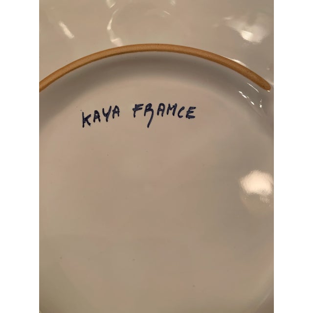 Vintage Hand Painted French Faience Wall Plaque or Trivet For Sale - Image 9 of 9