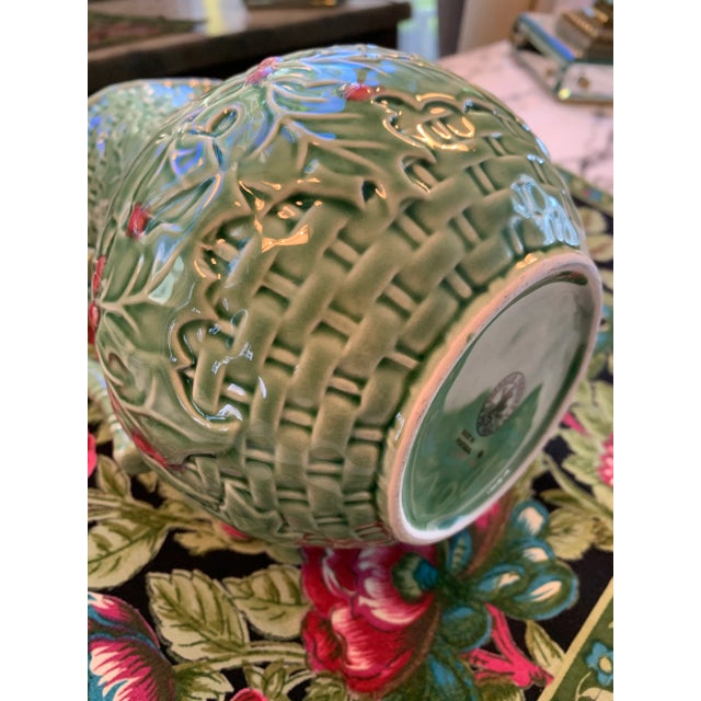 Green Majolica Holly Pitcher by Bordallo Pinheiro For Sale In Seattle - Image 6 of 9