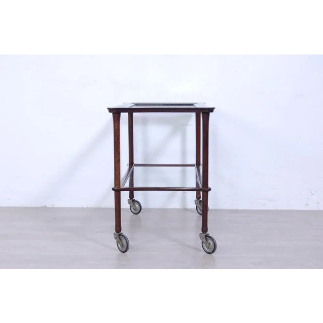 Mid-Century Glass & Wood Trolley, 1950s For Sale - Image 4 of 11
