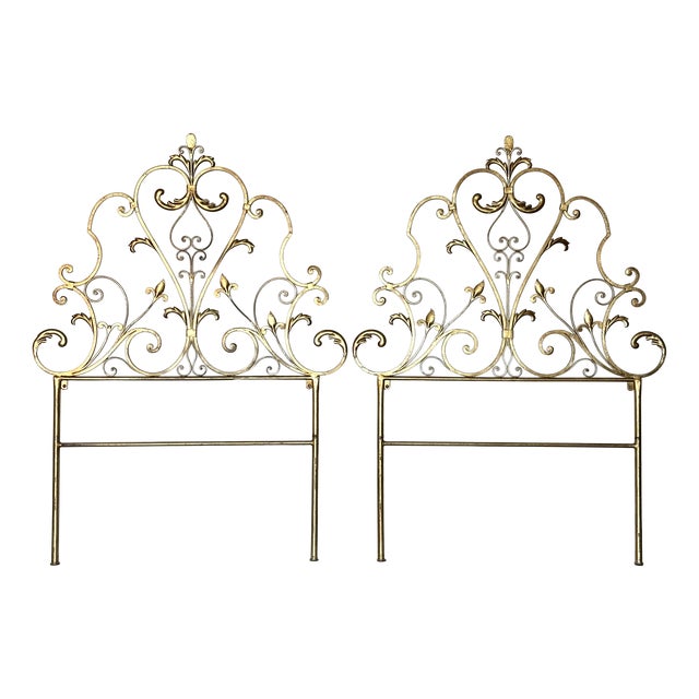Gilded Iron Headboards, 1960s, Set of 2 For Sale