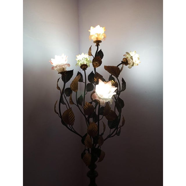 Vintage Floor Lamp with Murano Glass Roses, Italy, 1960s For Sale - Image 18 of 18