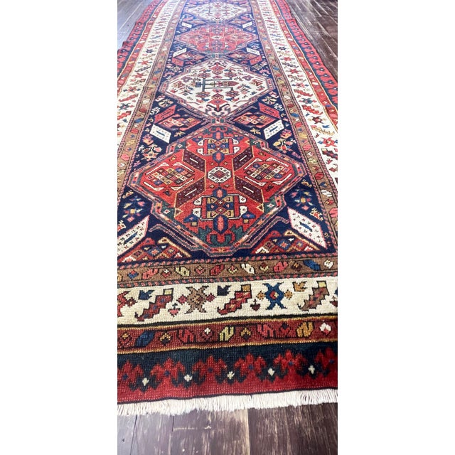 Antique Caucasian Rug, 3'6" × 12'3" For Sale In Chicago - Image 6 of 9