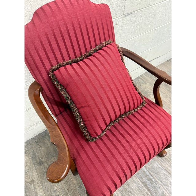 Vintage 1995 Ethan Allen Queen Anne Wingback Lounge Chair With Ottoman For Sale - Image 15 of 18