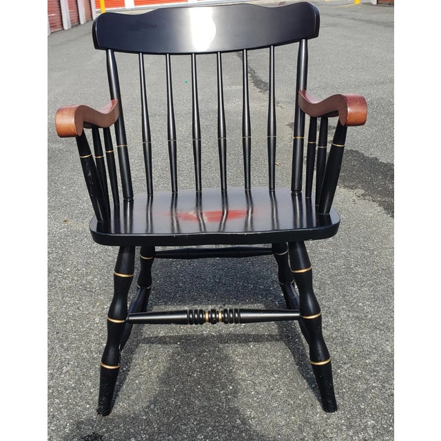 Black 1980s University of Cincinnati Black and Gilt Windsor Chair For Sale - Image 8 of 10