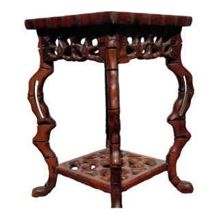 Vintage Chinese Rosewood Display Stand, Carved Openwork Pedestal For Sale
