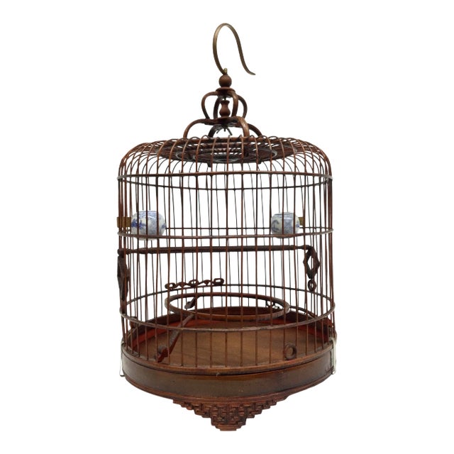 Antique Bamboo Chinese Bird Cage For Sale
