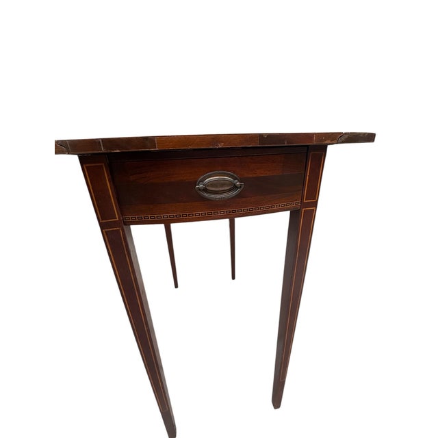 Brown Vintage Mersman Federal Style Mahogany Drop Leaf Accent Table With Drawer For Sale - Image 8 of 15