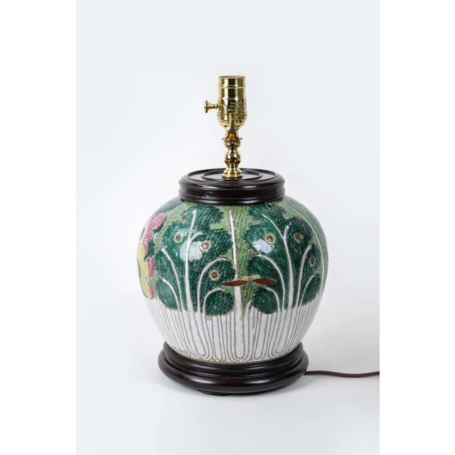 Late 19th Century 19th Century Chinese Traditional Melon-Shaped Cabbage Design Jar Lamp For Sale - Image 5 of 12