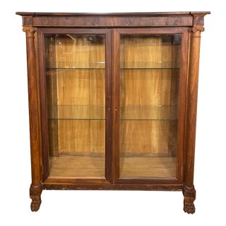 1900s Glass-Front Bookcase With Lion Paw Feet For Sale