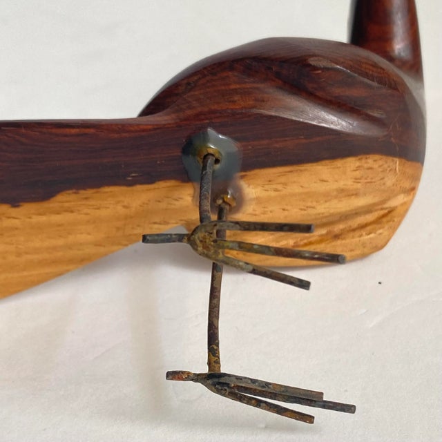 Mid Century Hand Carved Birds in Palo Fierro Wood a Pair For Sale - Image 10 of 10