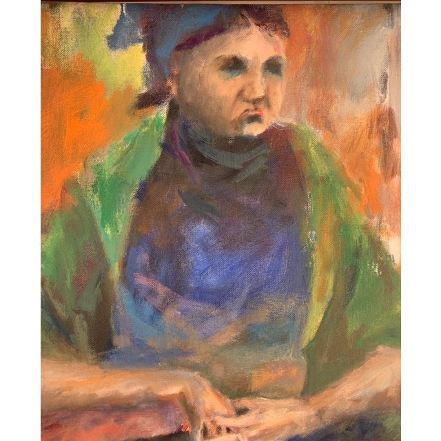 Figurative 1966 Richard Amend Impressionist Acrylic Painting on Board of a Seated Woman For Sale - Image 3 of 9