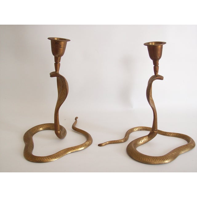 Vintage Brass Cobra Snake Candlesticks A Pair Chairish