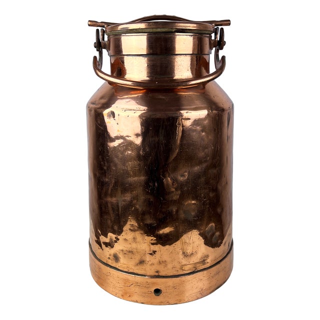 Large Antique Copper Milk Can For Sale