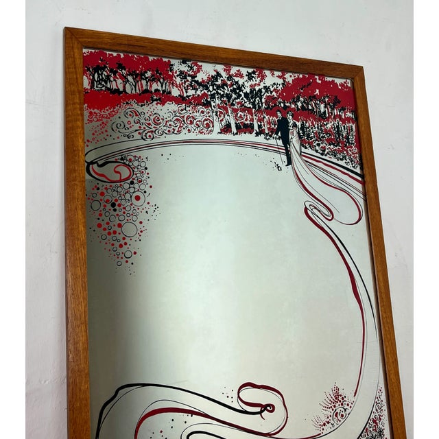 Wood Art Nouveau Mirror with Married Couple Under Tree Motif in the style of Aubrey Beardsley, 1960s For Sale - Image 7 of 14
