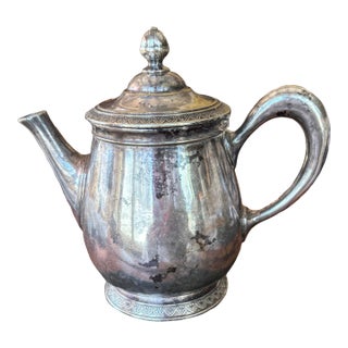 Early 20th Century Christofle French Silverplate Teapot/Chocolate Pot-Metal Blanc For Sale