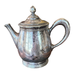 Early 20th Century Christofle French Silverplate Teapot/Chocolate Pot-Metal Blanc