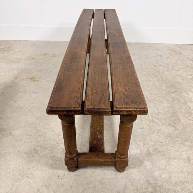 Antique Oak Benches with Turned Legs, 1920s, Set of 2 For Sale - Image 12 of 15