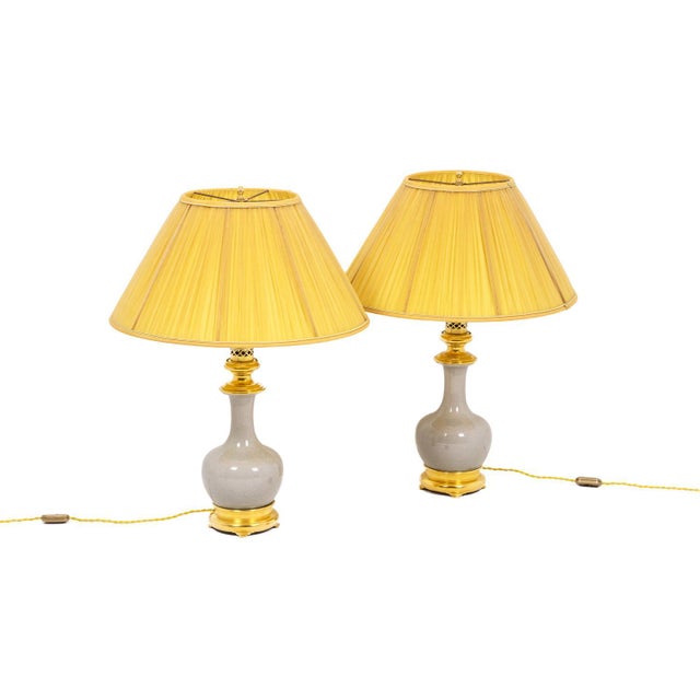Table Lamps in Porcelain of Céladon and Bronze, 1880s, Set of 2 For Sale - Image 11 of 11