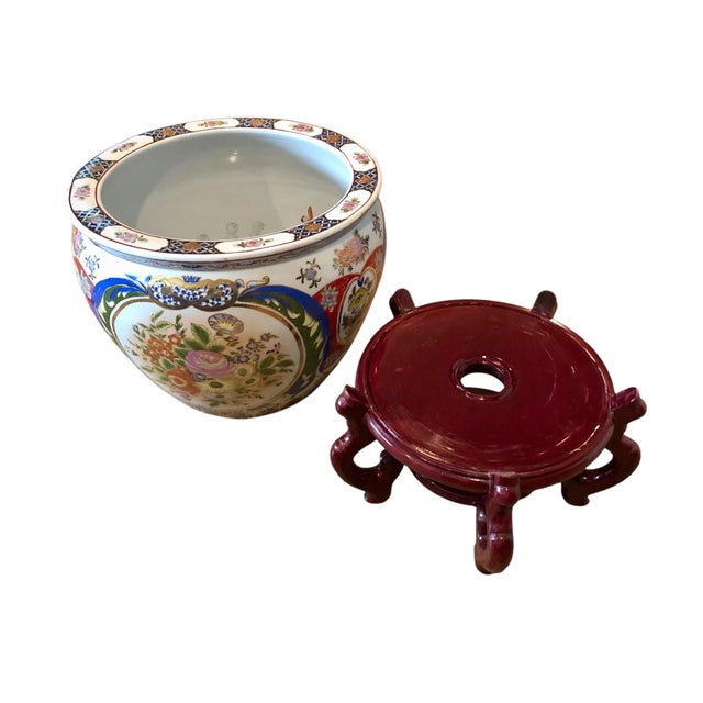 Mid 20th Century Fish Bowl Planter Jardiniere With Rosewood Stand For Sale In Dallas - Image 6 of 7