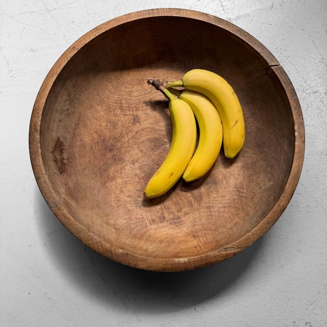 Vintage Japanese Wooden Dough Bowl, 1949 For Sale - Image 4 of 7