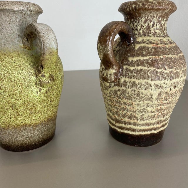 Pottery Fat Lava Vases attributed to Scheurich, Germany, 1970s, Set of 2 For Sale - Image 15 of 18