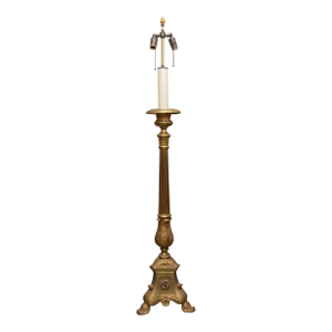 Early 20th Century Italian Brass Altar Stick Electrified