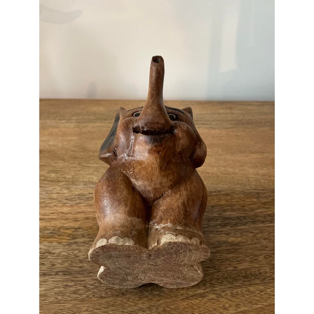 1960s Folk Art Hand-Carved Wood Elephant Figurine For Sale - Image 9 of 9