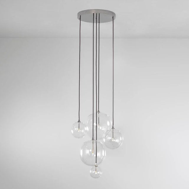 Contemporary Cluster 5 Mix Hanging Lamp in Brass by Schwung For Sale - Image 3 of 8