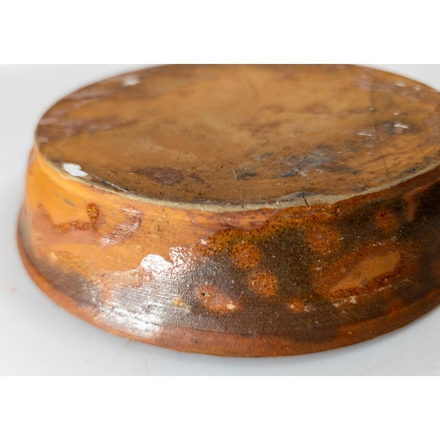 19th Century American Redware Pie Dish With Manganese Spots For Sale - Image 11 of 12